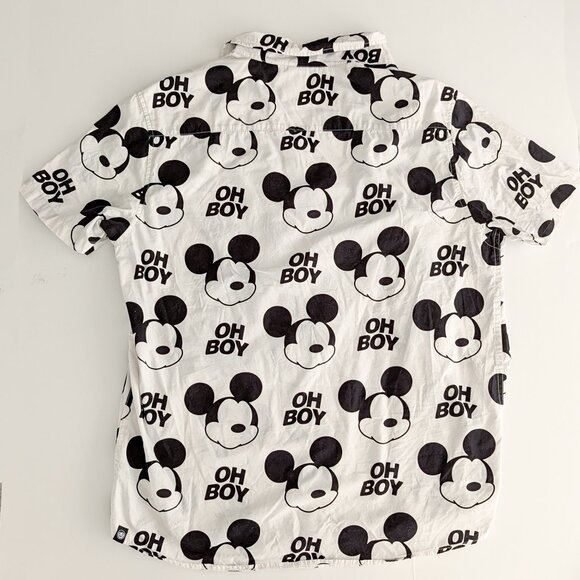 Disney X Neff Mickey Mouse Oh Boy Black & White Mens Button Shirt size MED VGUC - Picture 3 of 5